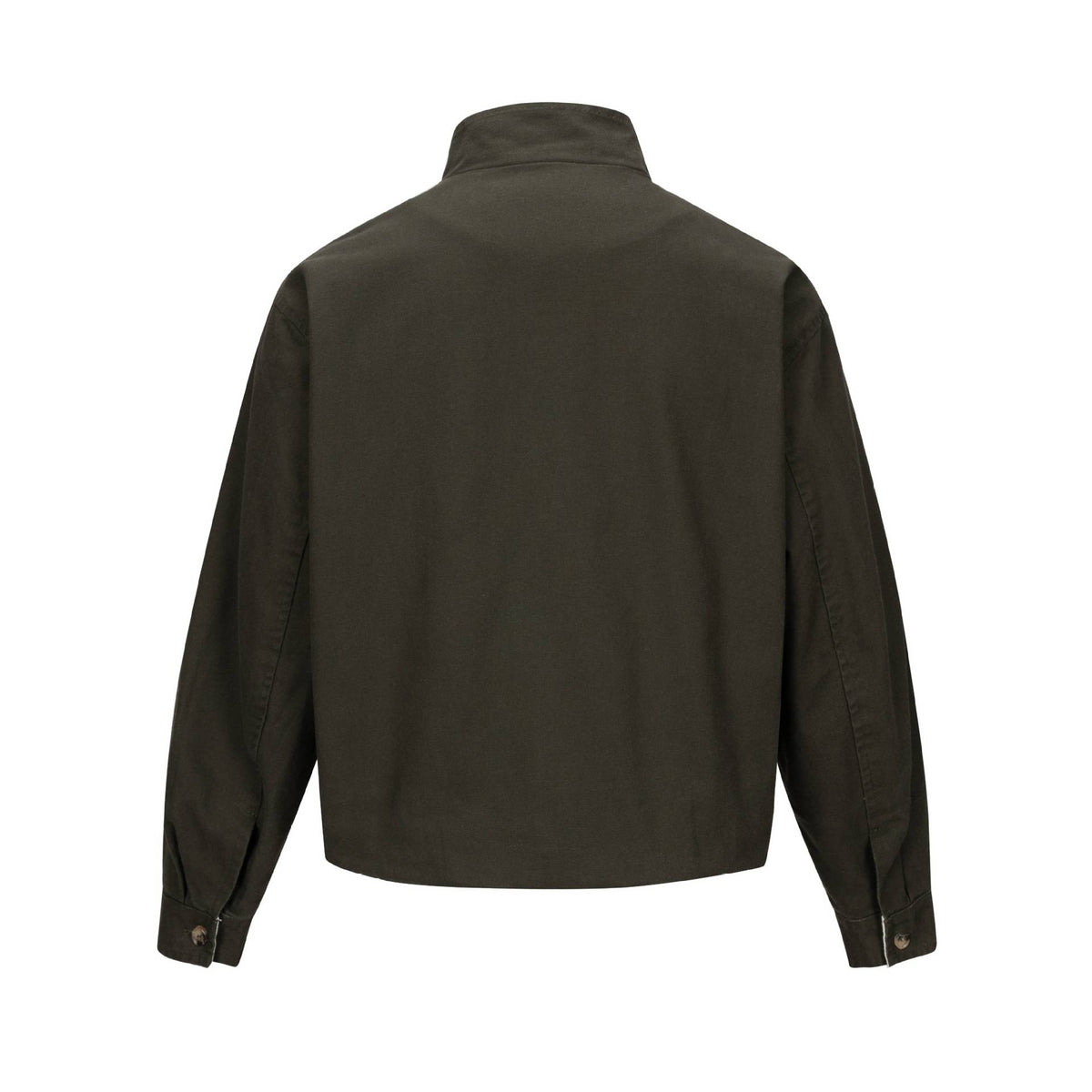 Unisex Short Blouson Jacket with High-Collar Studded Neck and Utility Pockets EVA-US