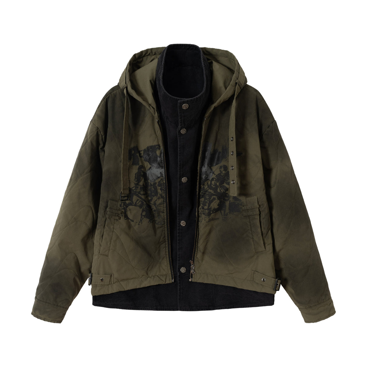 Men's Short Field Parka with modular inner lining, hood, and cargo pockets EVA-US