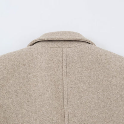 Women's Tailored Wool Look Coat with Notched Lapels and Welt Pockets EVA-US