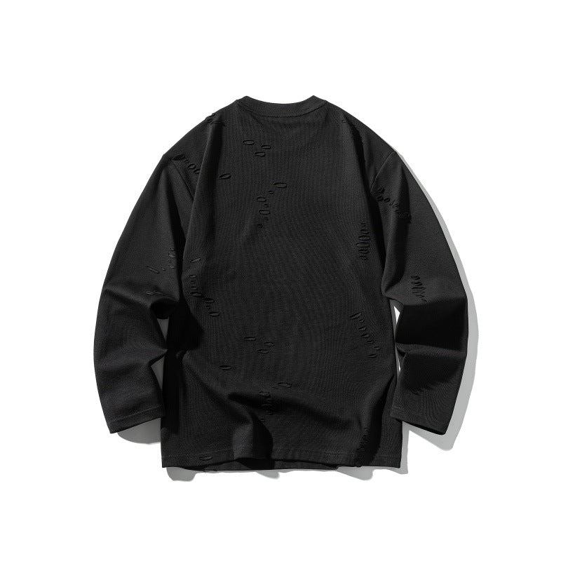 Unisex Oversized Sweatshirt made of heavy cotton blend with distressed effect and fine waffle texture EVA-US