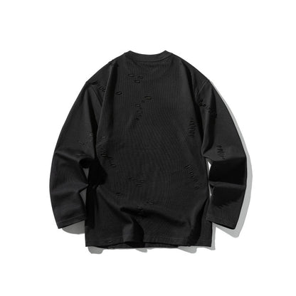 Unisex Oversized Sweatshirt made of heavy cotton blend with distressed effect and fine waffle texture EVA-US
