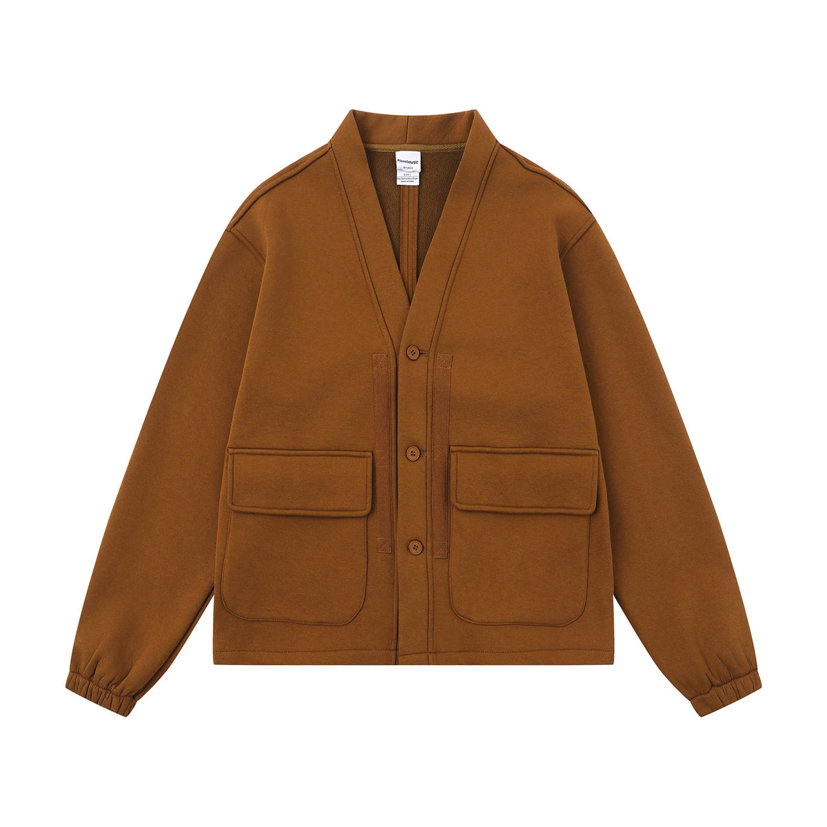 Unisex Oversize Sweat Jacket with Shawl Collar and Patch Pockets EVA-US
