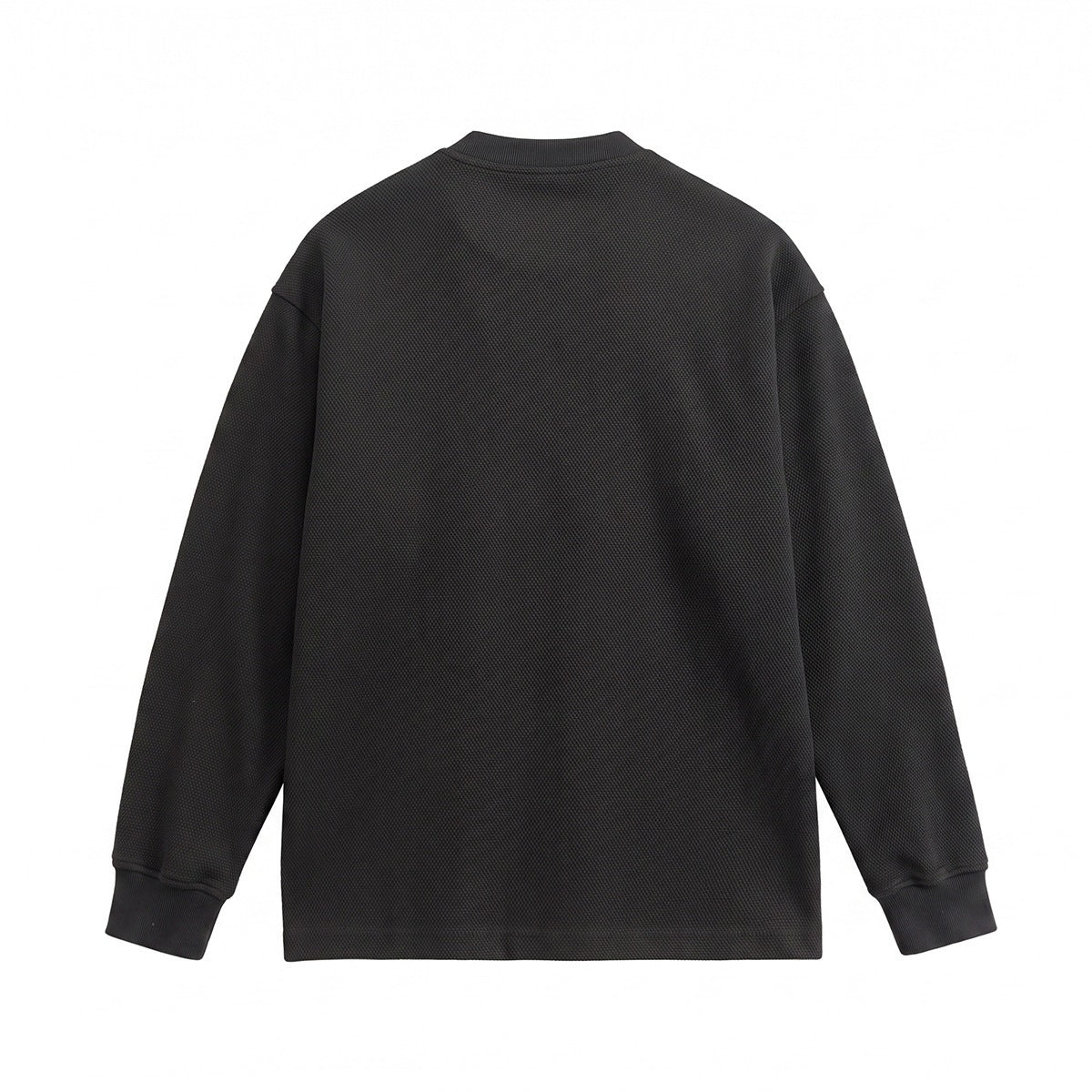 Unisex Loose fitting Henley sweatshirt with waffle texture and ribbed cuffs EVA-US