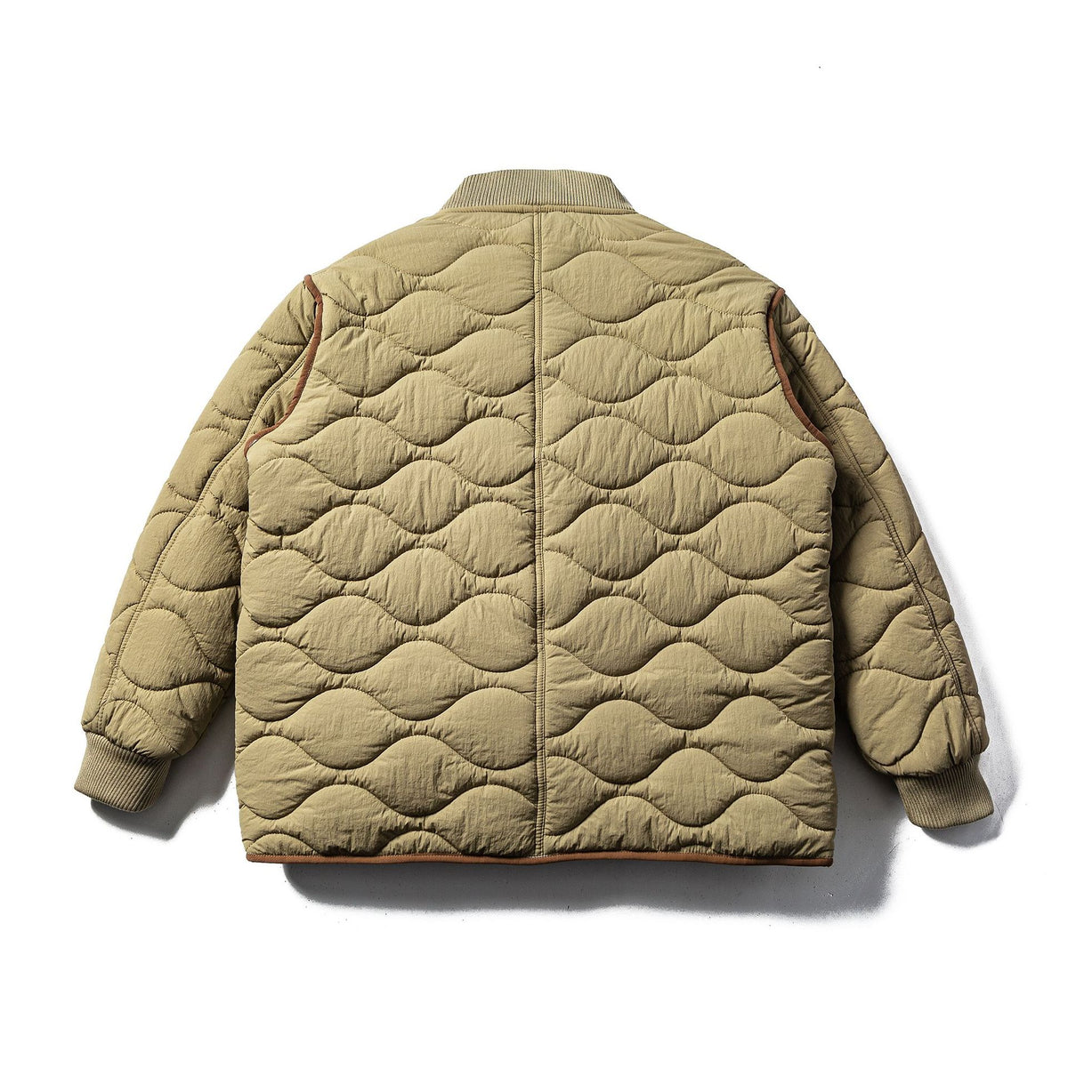 Men's Quilted Boxy Blouson with Wave Quilting and Leather Piping EVA-US
