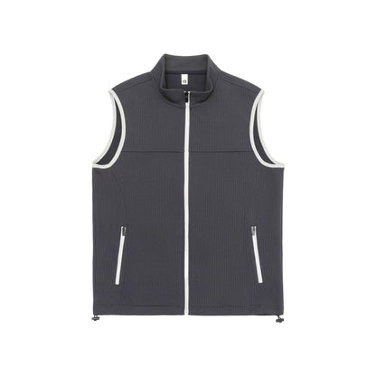 Unisex Waffle Structure Outdoor Vest with Standing Collar, Full-Length Zipper and Drawstring Hem EVA-US