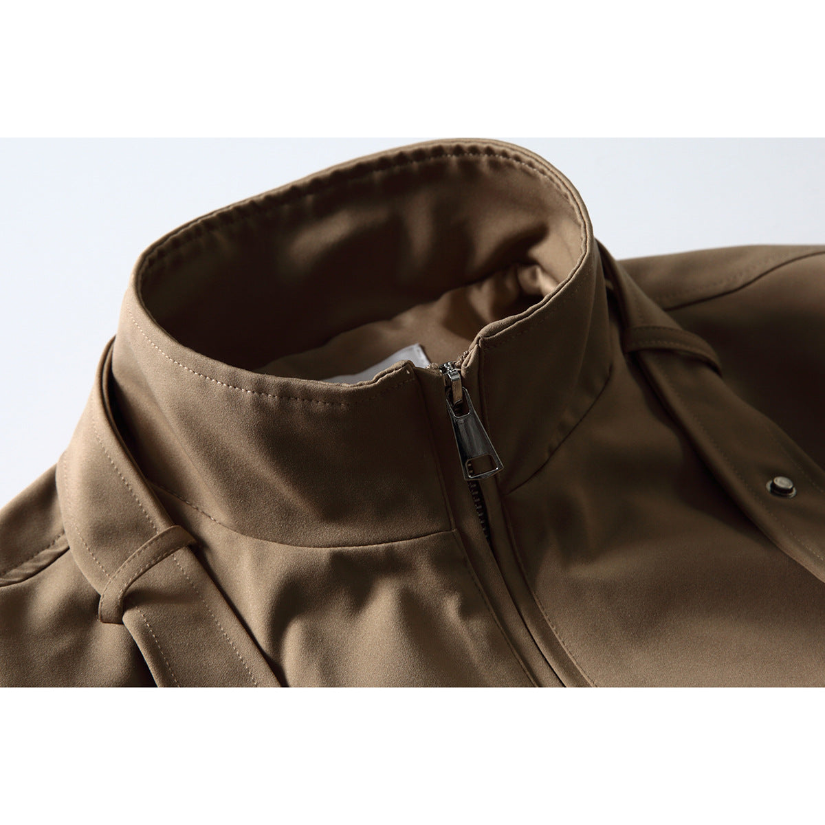 Men's Boxy Blouson Jacket in Overshirt Style with Stand Collar and Strap Detail EVA-US