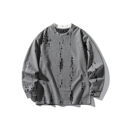 Unisex Oversize-Longsleeve Shirt with Batik and Destroyed Effect EVA-US