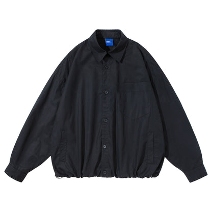 Unisex Loose fitting overshirt jacket made of cotton blend with drawstring hem and chest pocket EVA-US