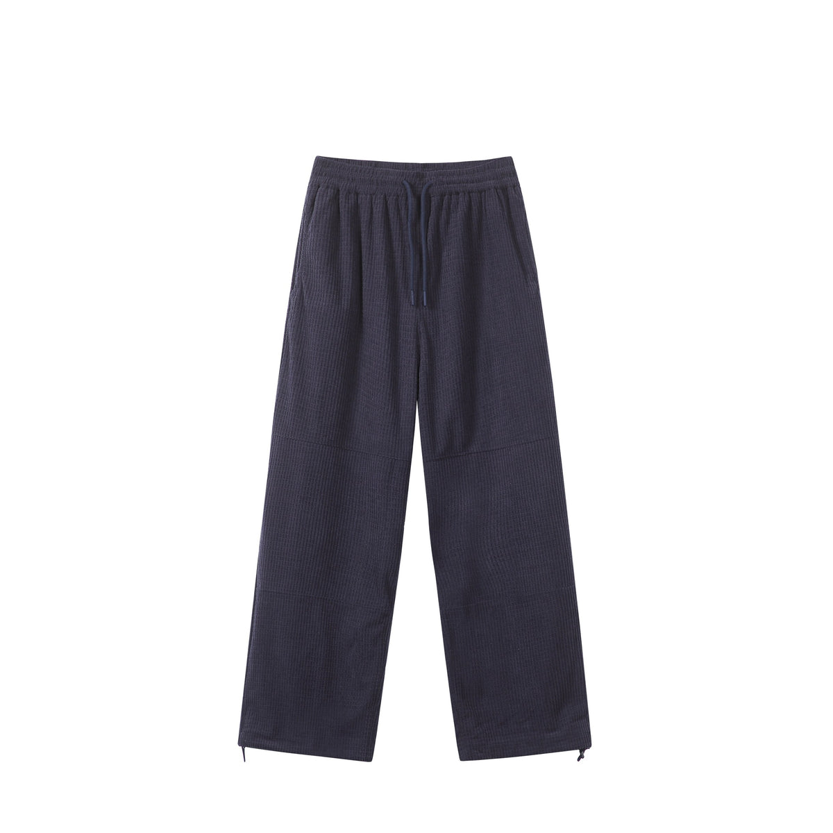 Women's loosely cut waffle knit pants with elastic waistband and drawstring EVA-US