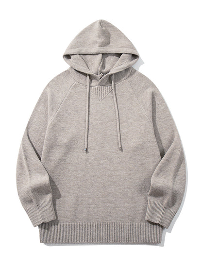 Unisex knitted hoodie with raglan sleeves and wide ribbed hem EVA-US