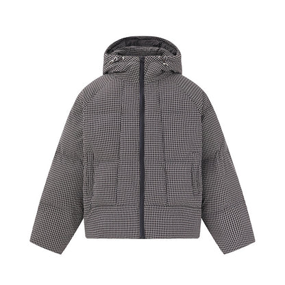 Unisex short-cut padded hoodie with fine check quilting EVA-US