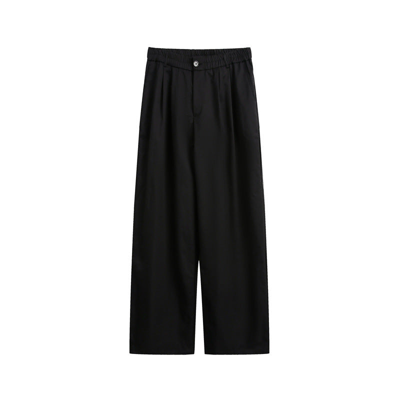 Women's loose-fit palazzo pants with elastic waistband, pleats, and straight leg EVA-US