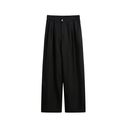 Women's loose-fit palazzo pants with elastic waistband, pleats, and straight leg EVA-US