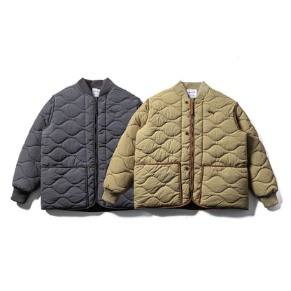 Men's Quilted Boxy Blouson with Wave Quilting and Leather Piping EVA-US