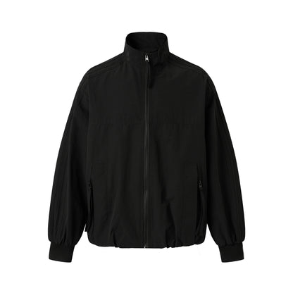 Unisex Light Windbreaker Jacket with High Stand-up Collar and Functional Pockets EVA-US