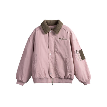Unisex Padded Bomber Jacket with Teddy Collar and Utility Arm Pocket EVA-US