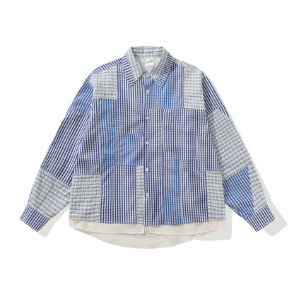 Unisex Patchwork-checked Overshirt with extended hem EVA-US