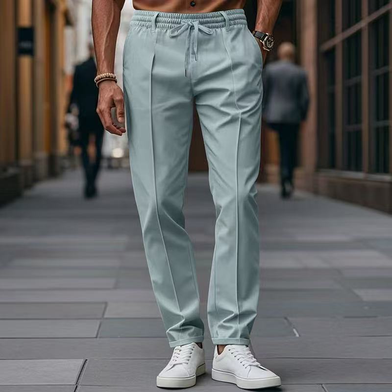 Men's elegant casual pants with elastic waistband and side pockets EVA-US