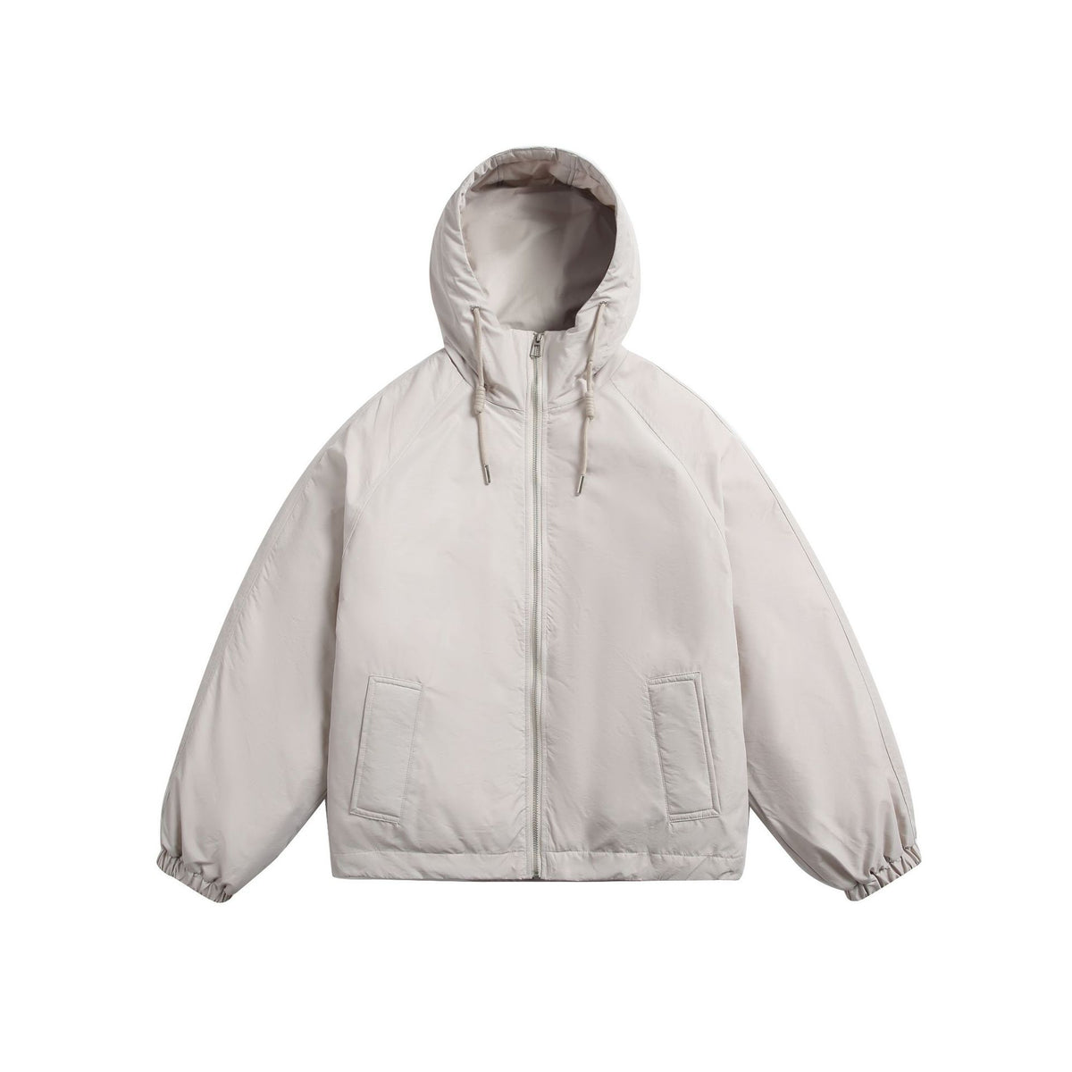 Unisex Short padded hooded jacket in boxy cut with elastic hem EVA-US