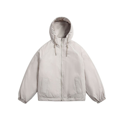 Unisex Short padded hooded jacket in boxy cut with elastic hem EVA-US