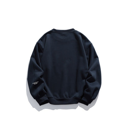 Unisex Oversize Sweater with Round Neck, Badge Appliqués and Ribbed Cuffs EVA-US