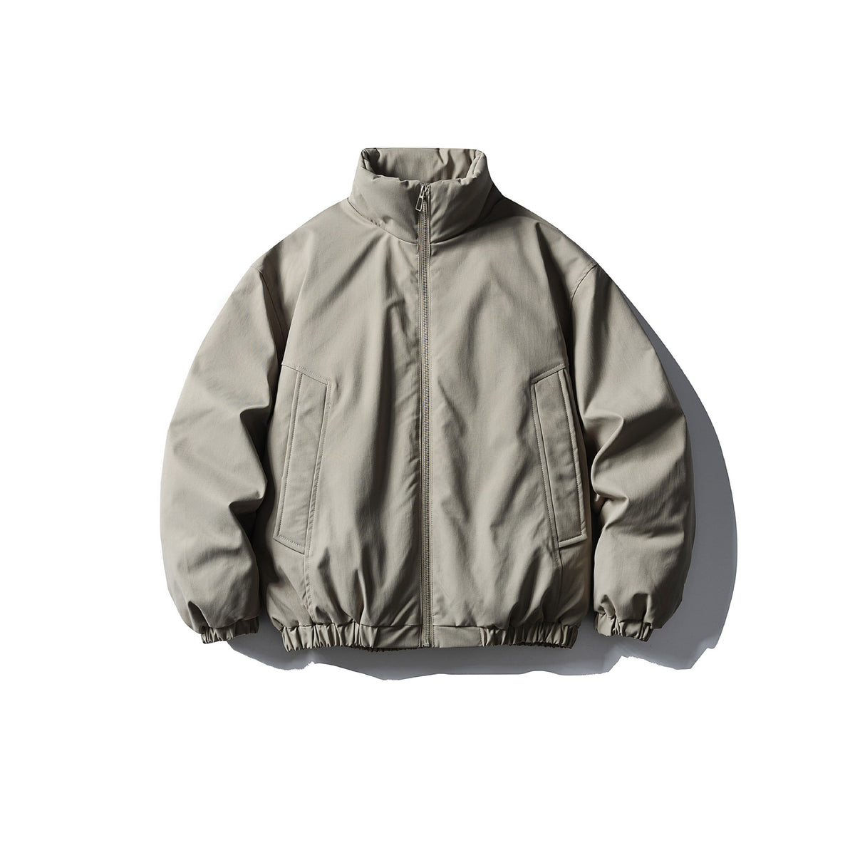 Men's Boxy Short Parka with High Stand Collar, Elastic Hem and Applied Front Pockets EVA-US