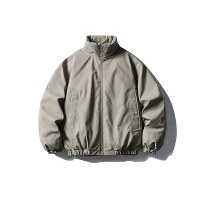 Men's Boxy Short Parka with High Stand Collar, Elastic Hem and Applied Front Pockets EVA-US