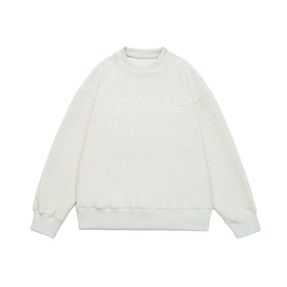 Unisex Boxy Knit Sweater with chunky ribbed texture and round neck EVA-US