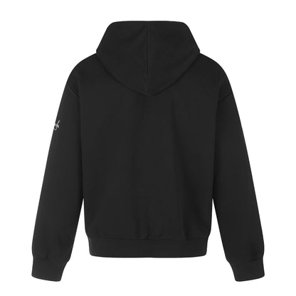 Unisex Hooded Zip Jacket in Military Style with Decorative Cord Application and Cross Zipper EVA-US