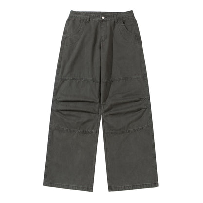 Women Wide Cropped Cargo Pants with Knee Panels and Patch Pockets EVA-US