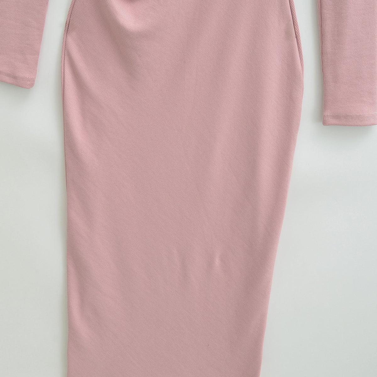 Women's Fitted Midi Dress with Side Ruching and Double Neckline EVA-US