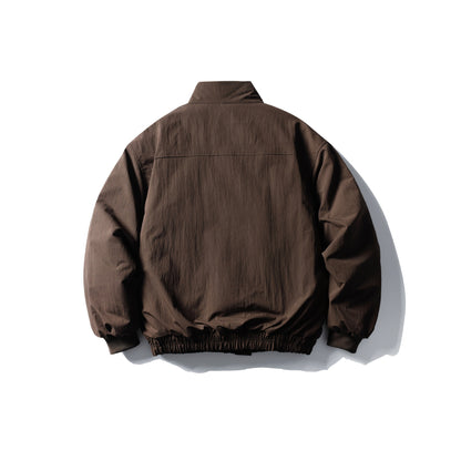 Unisex Boxy-padded Short Jacket with Funnel Collar and Flap Pockets EVA-US