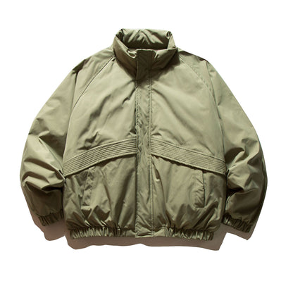 Men's Quilted Boxy Bomber with High Stand Collar and Elastic Hem EVA-US