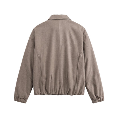 Men's short-cut wool blend blouson with concealed snap button placket EVA-US