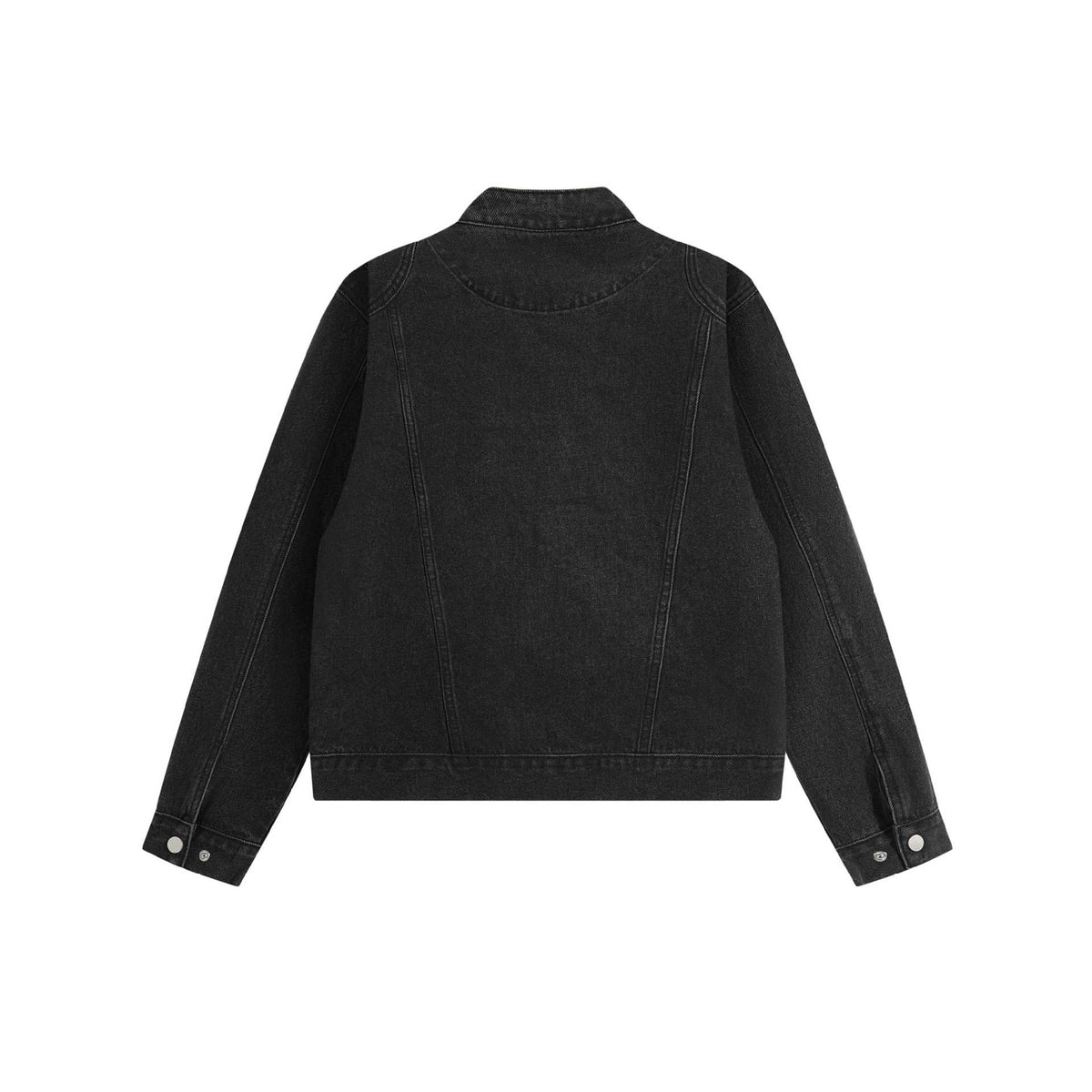 Unisex Short Cut Denim Blouson Jacket with Stand-up Collar and Full Zipper EVA-US