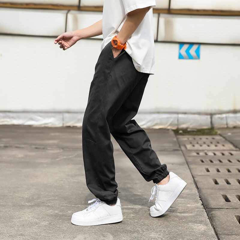 Men's Casual Cargo Pants with Elastic Waistband and Practical Side Pockets EVA-US