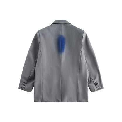 Men's casually tailored oversized blazer with graffiti print and lapel collar EVA-US