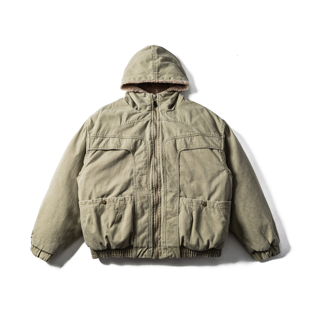 Men's Robust Hooded Field Jacket with Teddy Lining and Utility Pockets EVA-US