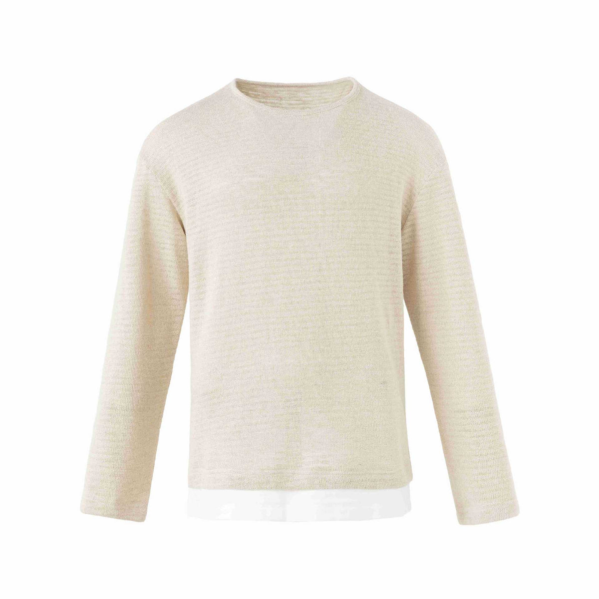 Men's fine knit pullover with round neck and straight cut EVA-US