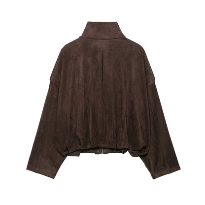 Women Short Suede-look Field Jacket EVA-US