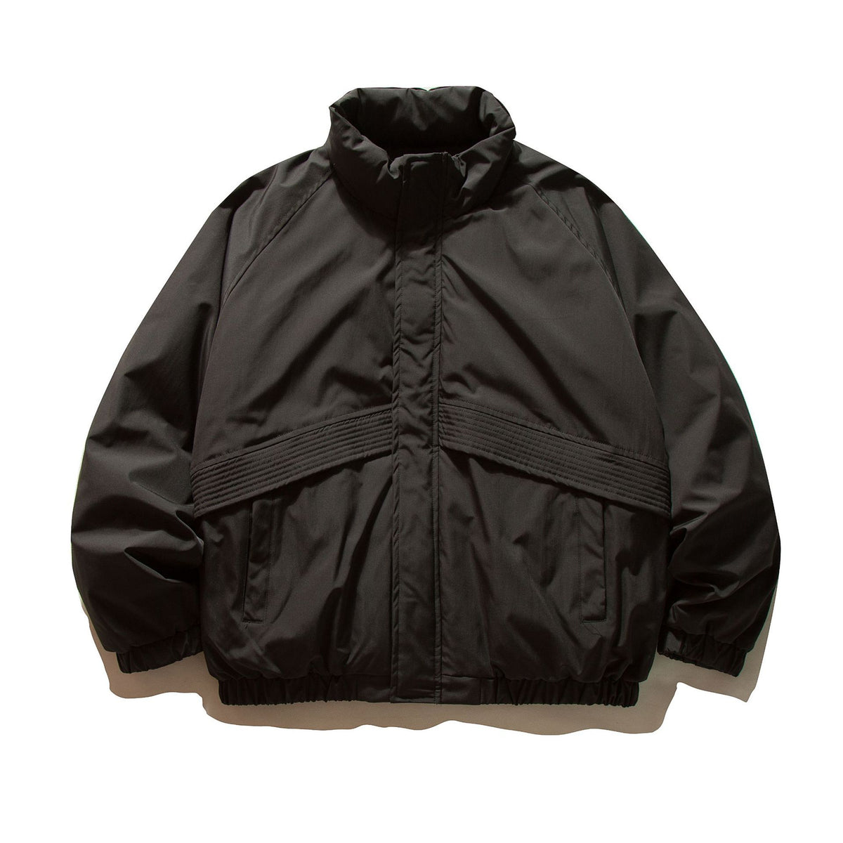 Men's Quilted Boxy Bomber with High Stand Collar and Elastic Hem EVA-US