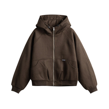 Unisex Oversize Hooded Sweatshirt made of Wool Blend with Zipper and Kangaroo Pockets EVA-US