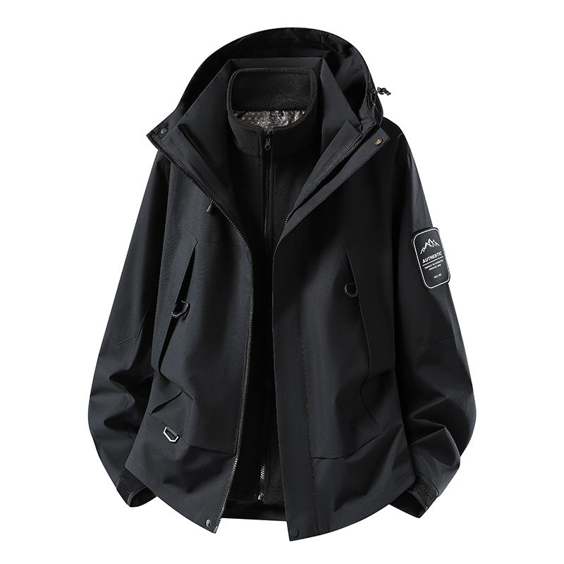 Unisex waterproof two-layer softshell rain jacket with removable fleece lining and hood EVA-US
