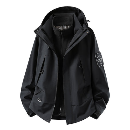 Unisex waterproof two-layer softshell rain jacket with removable fleece lining and hood EVA-US
