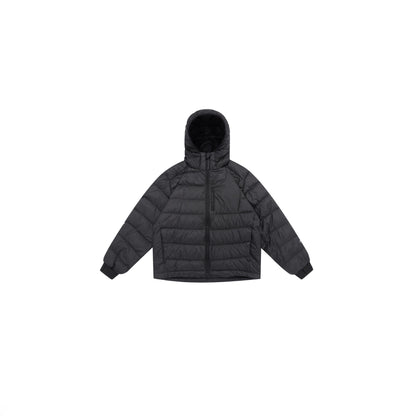 Men's lightly padded hooded jacket in boxy cut with technical inserts EVA-US