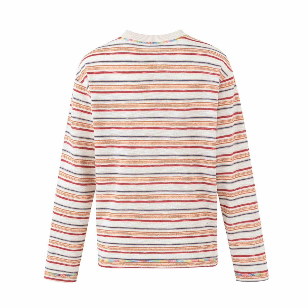 Women Lightweight Striped Long Sleeve Knit Shirt with Round Neck