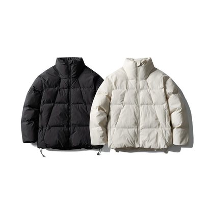 Unisex short-cut square quilted puffer jacket with high funnel collar and adjustable hem EVA-US