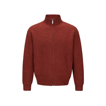Unisex Short Ribbed Knit Zipper with High Stand Collar and Slim Fit EVA-US