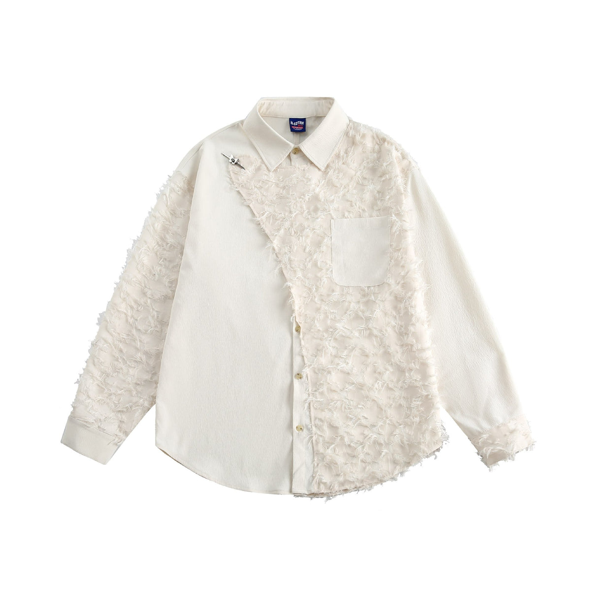 Ladies' blouse overshirt with fluffy fringe texture and Kent collar EVA-US