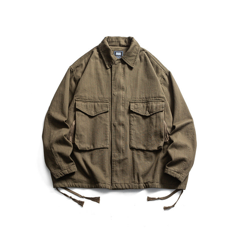 Men's Boxy Utility Blouson Jacket made of canvas with patch pockets and drawstring hem EVA-US